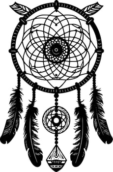 Dream Catcher - Black and White Isolated Icon - Vector illustration