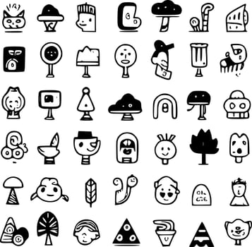 Doodles - Black and White Isolated Icon - Vector illustration