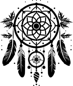 Dream Catcher - Black and White Isolated Icon - Vector illustration