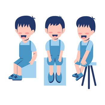 Set Of Little Boy Sitting On Chair vector