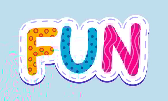 Colorful sticker - Fun - word. Childish style. vector