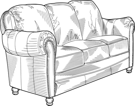 Vector silhouette of sofa on white background