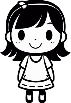 Simple smiling chibi girl vector
