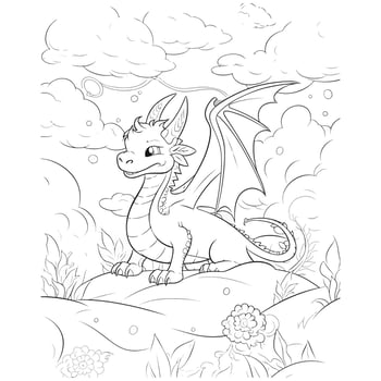 Cute Dragon Coloring Book Pages vector
