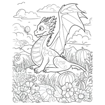 Cute Dragon Coloring Book Pages vector