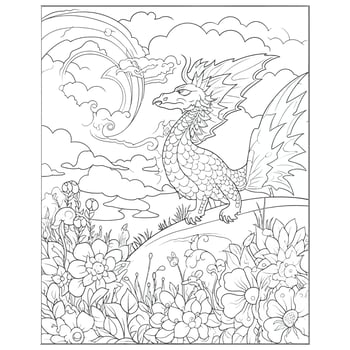 Cute Dragon Coloring Book Pages vector