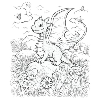 Cute Dragon Coloring Book Pages vector