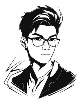 cartoon asian man portrait vector