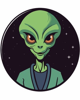 smiling alien logo vector