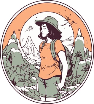 female traveller logo vector