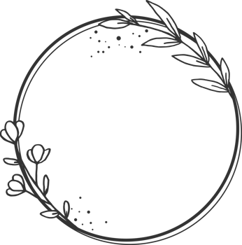 Circle Floral border with hand drawn flowers and leaves for wedding or engagement or greeting card png