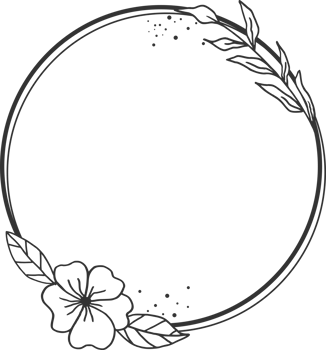 Circle Floral border with hand drawn flowers and leaves for wedding or engagement or greeting card png