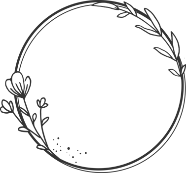 Circle Floral border with hand drawn flowers and leaves for wedding or engagement or greeting card png