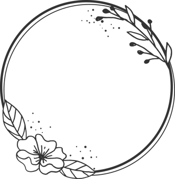 Circle Floral border with hand drawn flowers and leaves for wedding or engagement or greeting card png