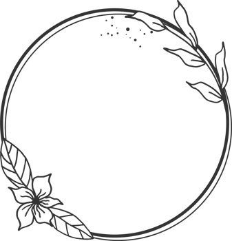 Circle Floral border with hand drawn flowers and leaves for wedding or engagement or greeting card png