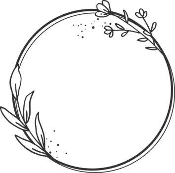 Circle Floral border with hand drawn flowers and leaves for wedding or engagement or greeting card png
