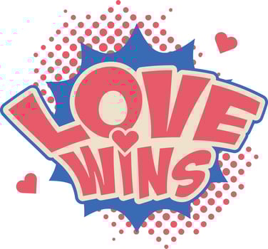 Love Wins word pop art retro vector illustration. Comic book style. Isolated image on white background.
