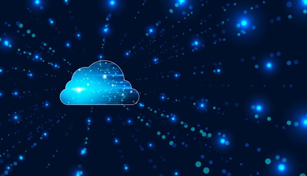 abstract cloud digital online storage security on blue background futuristic beautiful vector