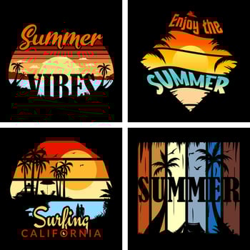 20 retro summer t-shirt design bundle vector