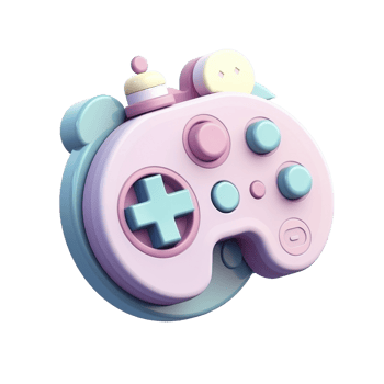Cute pastel color gamepad icon on transparent background, created with png