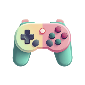 Cute pastel color gamepad icon on transparent background, created with png