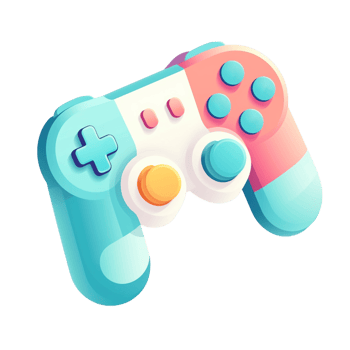 Cute pastel color gamepad icon on transparent background, created with png
