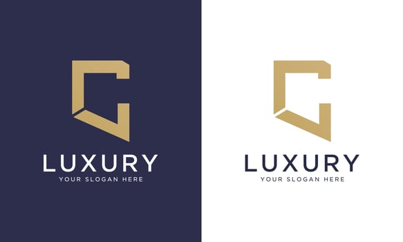 Royal premium letter c logo design vector template in gold color. Beautiful logotype design for luxury company branding.
