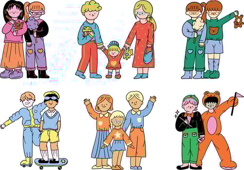 children in poses. group of children.  children set. Children day. vector design