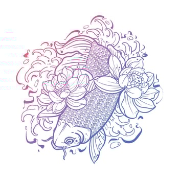 Black tattoo fish, goldfish,koi fish on white background vector