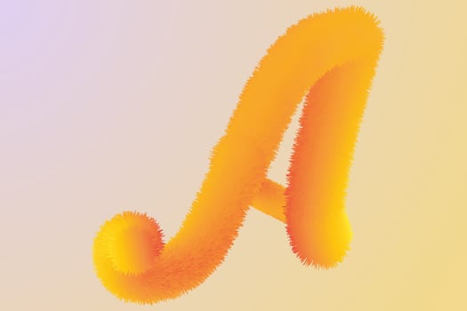 Multi Color 3D Fluffy Letter A. 3d render illustration vector