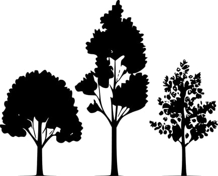 Trees - Black and White Isolated Icon - Vector illustration