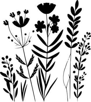 Boho Flowers, Minimalist and Simple Silhouette - Vector illustration