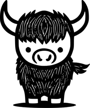 Highland Cow - Minimalist and Flat Logo - Vector illustration