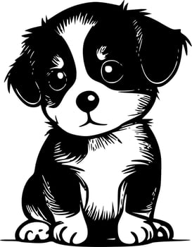 Puppy, Black and White Vector illustration