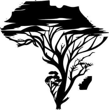 Africa, Black and White Vector illustration