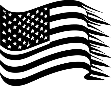 American Flag - Black and White Isolated Icon - Vector illustration