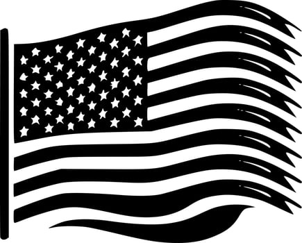 American Flag, Black and White Vector illustration