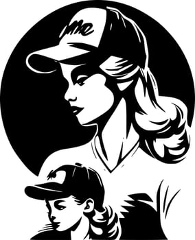 Baseball Mom, Minimalist and Simple Silhouette - Vector illustration