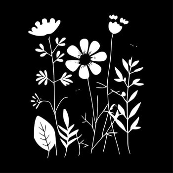 Boho Flowers, Minimalist and Simple Silhouette - Vector illustration
