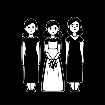 Bridesmaid - Black and White Isolated Icon - Vector illustration