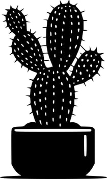 Cactus - Black and White Isolated Icon - Vector illustration