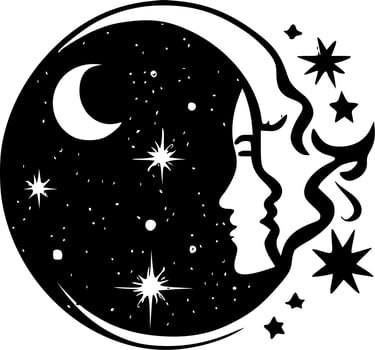 Celestial - Black and White Isolated Icon - Vector illustration