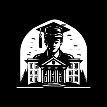 College, Black and White Vector illustration