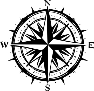 Compass Rose - Black and White Isolated Icon - Vector illustration