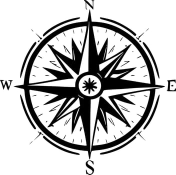 Compass Rose - Black and White Isolated Icon - Vector illustration