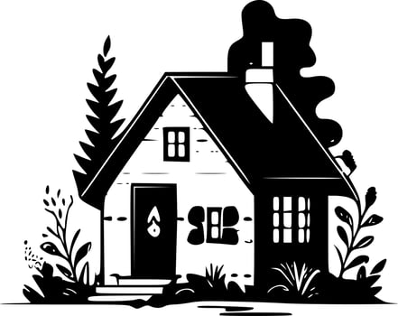 Cottage, Minimalist and Simple Silhouette - Vector illustration