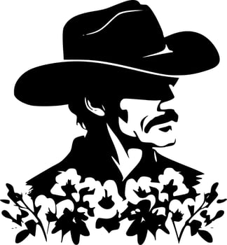 Cowboy - Black and White Isolated Icon - Vector illustration