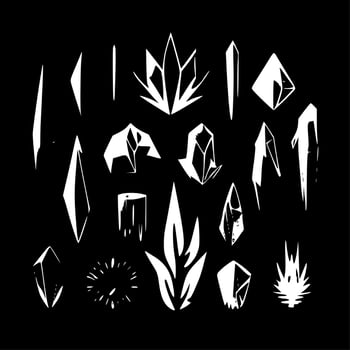 Crystals - Black and White Isolated Icon - Vector illustration