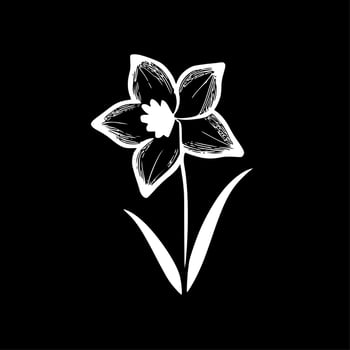 Daffodil - Black and White Isolated Icon - Vector illustration