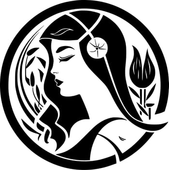 Art Nouveau, Black and White Vector illustration